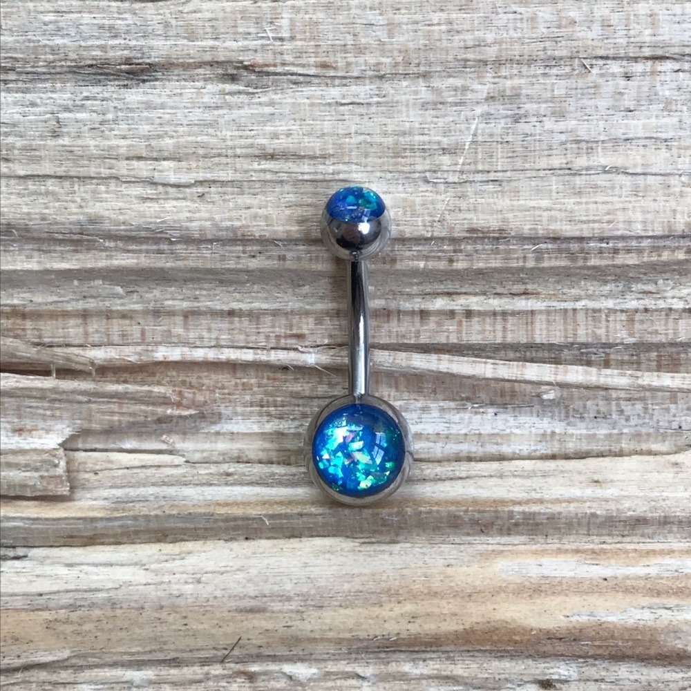 Blue Opal Belly Button Ring